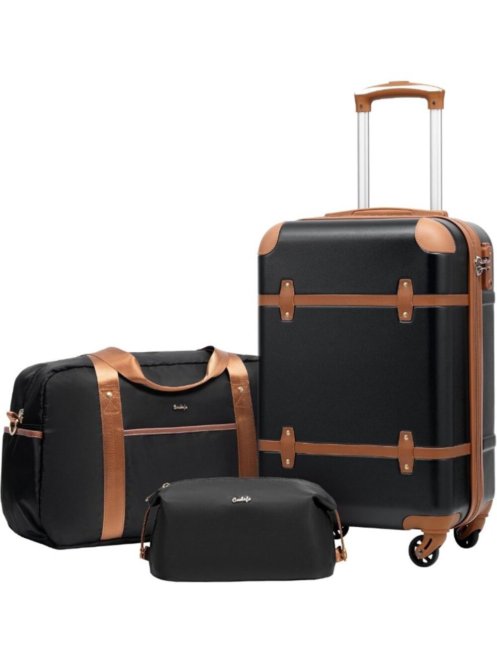 3-Piece Hardside Luggage Set with TSA Lock - Durable, Lightweight, Stylish Black